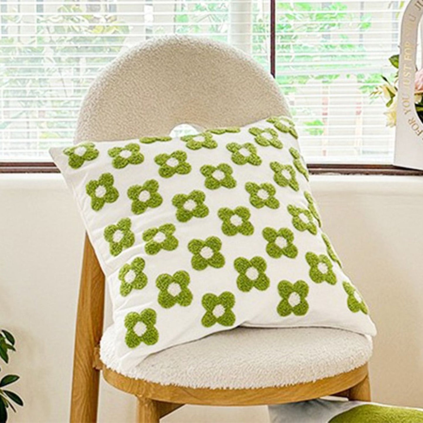 Canvas Decorative Throw Pillow Cover, Plant and Floral Print, 17.7*17.7in Square