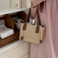 Summer PU Straw Woven Drawstring Handbag with Inner Zipper Pocket