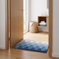 Blue Ombre Abstract Wave Plush Bathroom Mat with Soft Tufted Surface and Bound Edges
