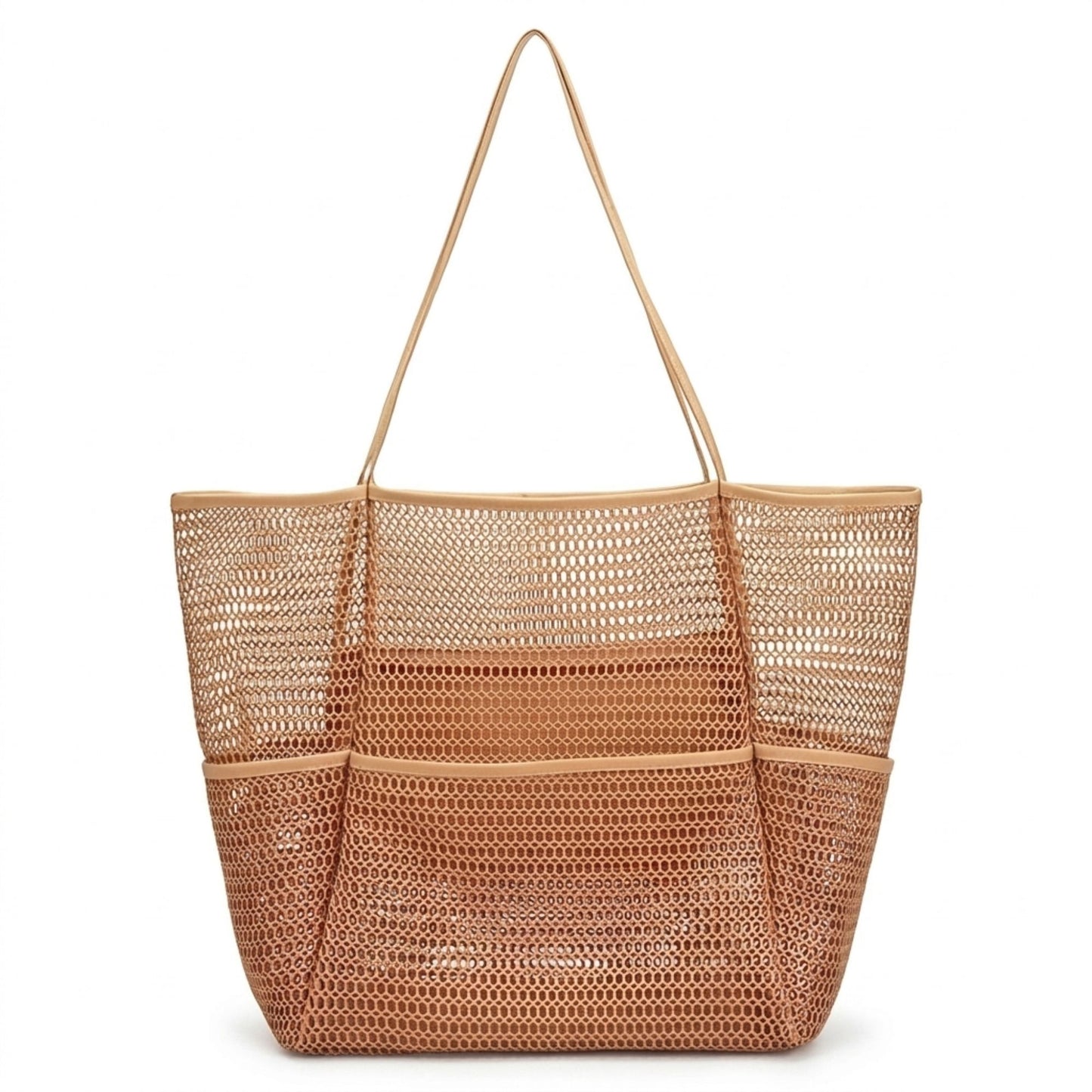 Mesh Beach Tote Bag with See Through Design and Shoulder Handles