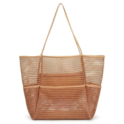 Mesh Beach Tote Bag with See Through Design and Shoulder Handles