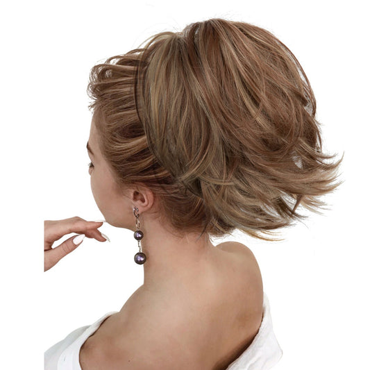 Short Tousled Layered Ponytail Hairpiece with Claw Clip for Women