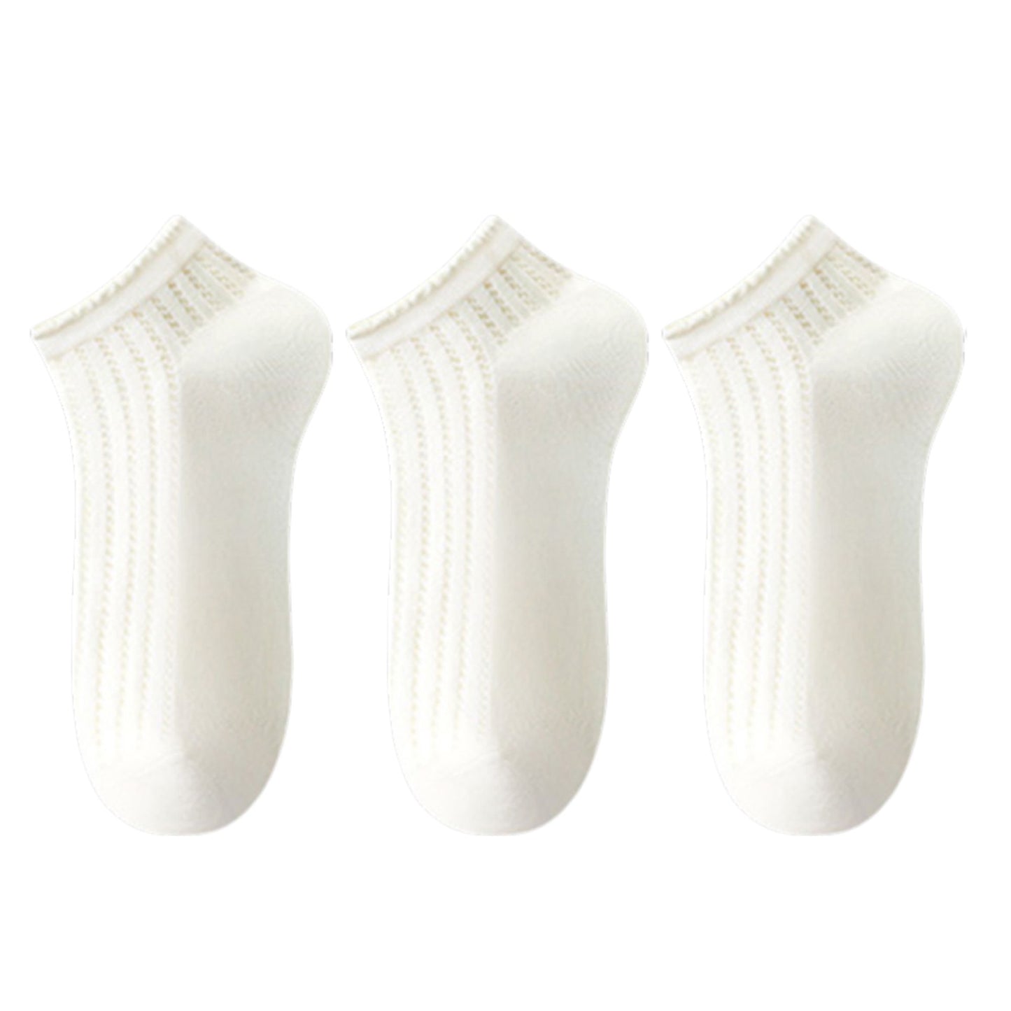 3-Pack Minimalist Knit Ankle Socks Mixed Pattern Design Soft Cotton Low-Cut Style