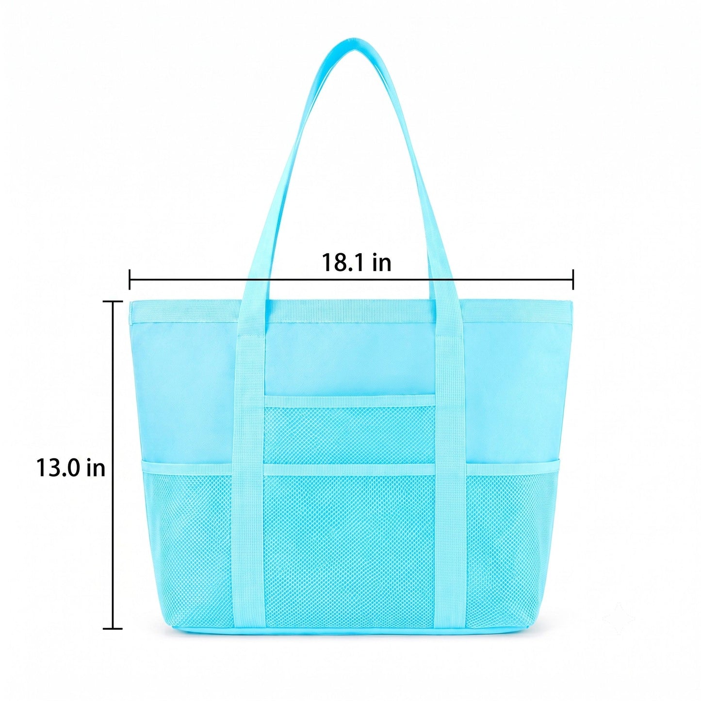 Large Mesh Beach Tote Bag with Exterior Pockets and Shoulder Handles