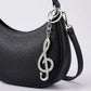 2pc Treble Clef Rhinestone Keychain Bag Charm with Lobster Clasp and Key Ring