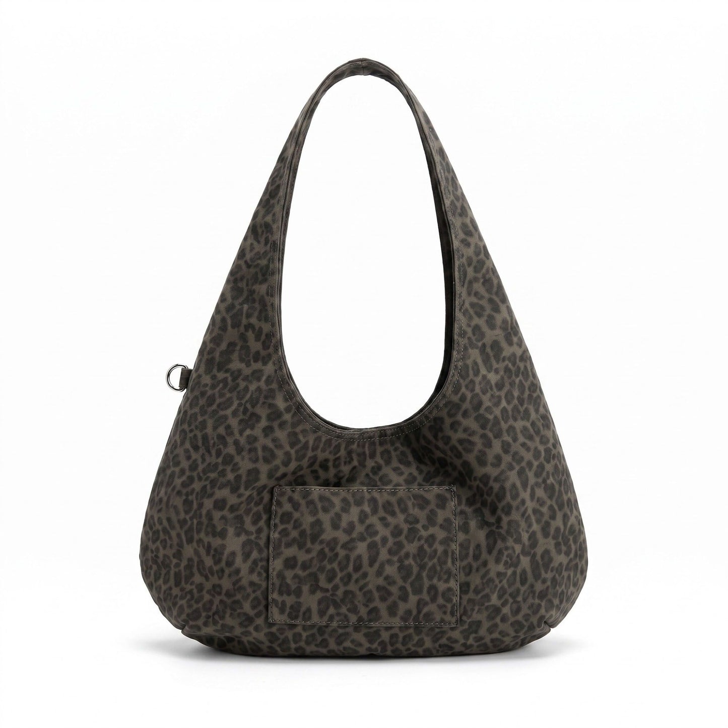 Leopard Print Hobo Tote Bag with Wide Shoulder Strap and Exterior Pocket 12.5x8x0.4in