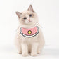 Pet Bib Collar Soft Adjustable Knit Bandana with Colorful Embroidered Design for Cats and Dogs