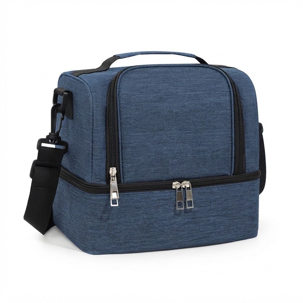 Dual Compartment Insulated Lunch Bag with Adjustable Shoulder Strap