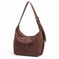 Slouchy Faux Suede Hobo Shoulder Bag with Zipper Closure and Adjustable Strap