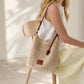 Crochet Woven Shoulder Bag Lightweight Crossbody Handbag with Contrast Trim