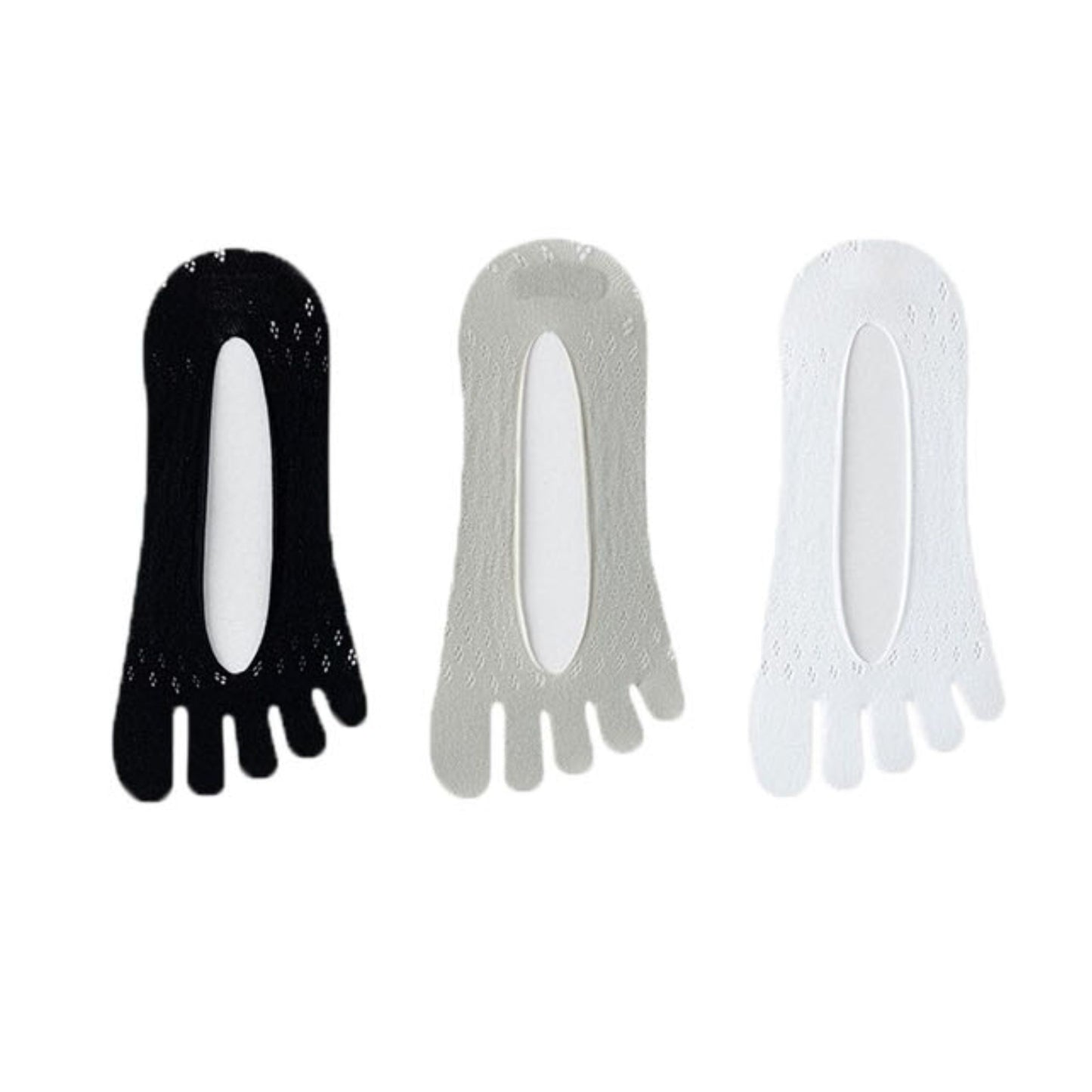 Mesh Toe Socks with Non-Slip Silicone Heel Grip Ultra Low Cut Breathable No Show Sock 3-Pack