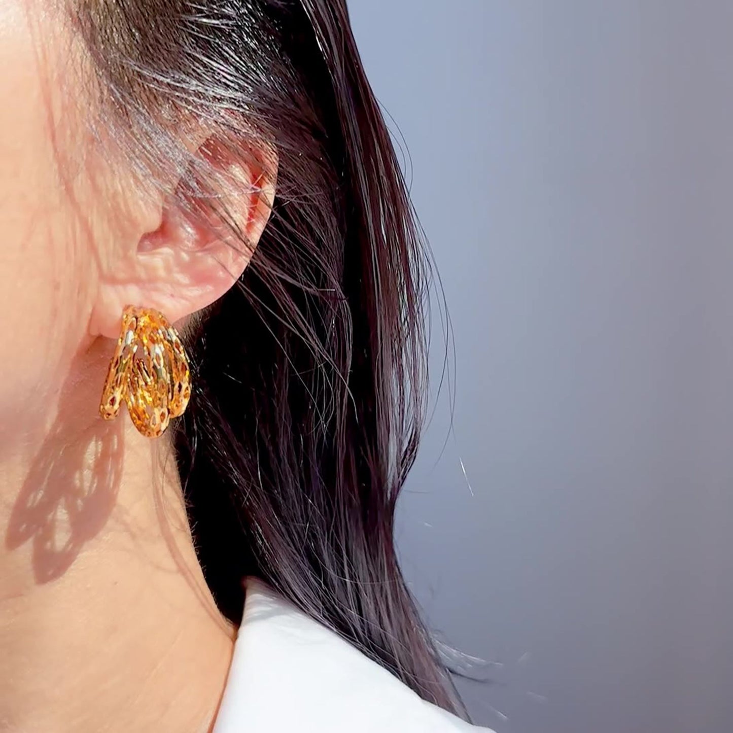 Hollow Out Hoop Earrings - 2.5cm Diameter Hoops