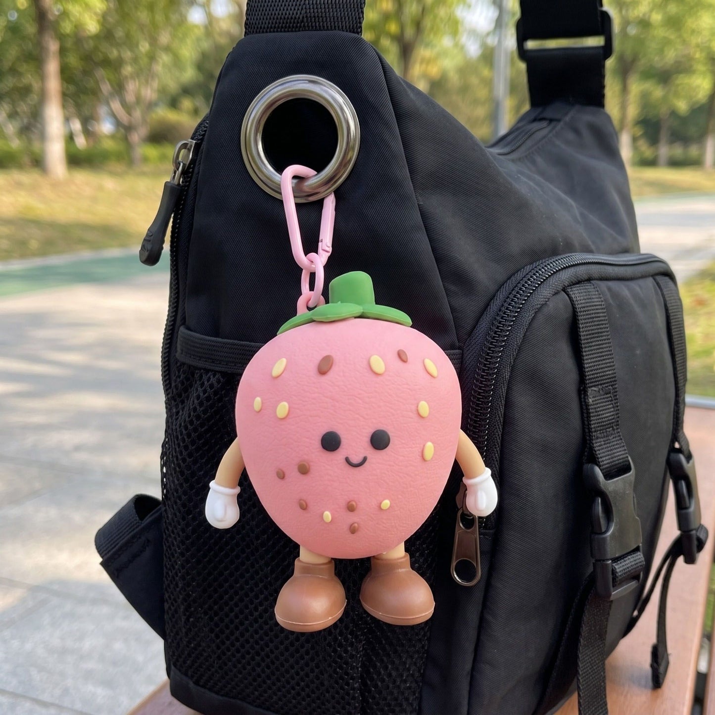 2-Piece Womens Pouch Bag Charm with Hanging Clip and Zipper Closure