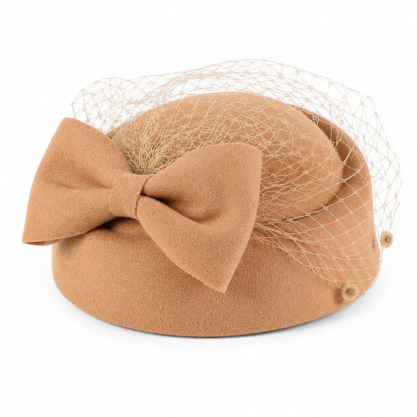 Bow Pillbox Fascinator Hat with Birdcage Veil