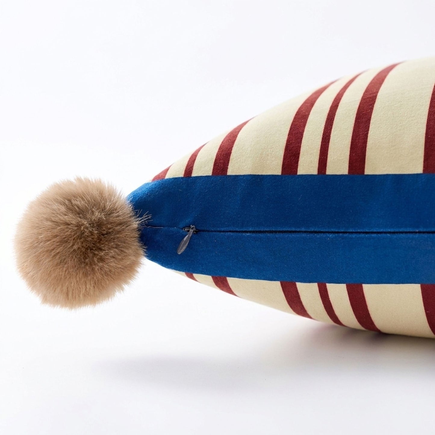 Dachshund Dog Print Decorative Throw Pillow Cover with Pom Pom Corners and Hidden Zipper