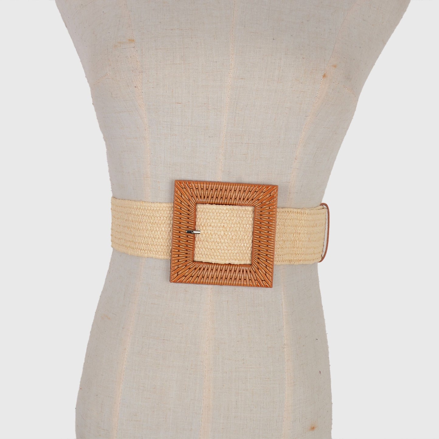 Stylish Straw Belt with Woven Buckle