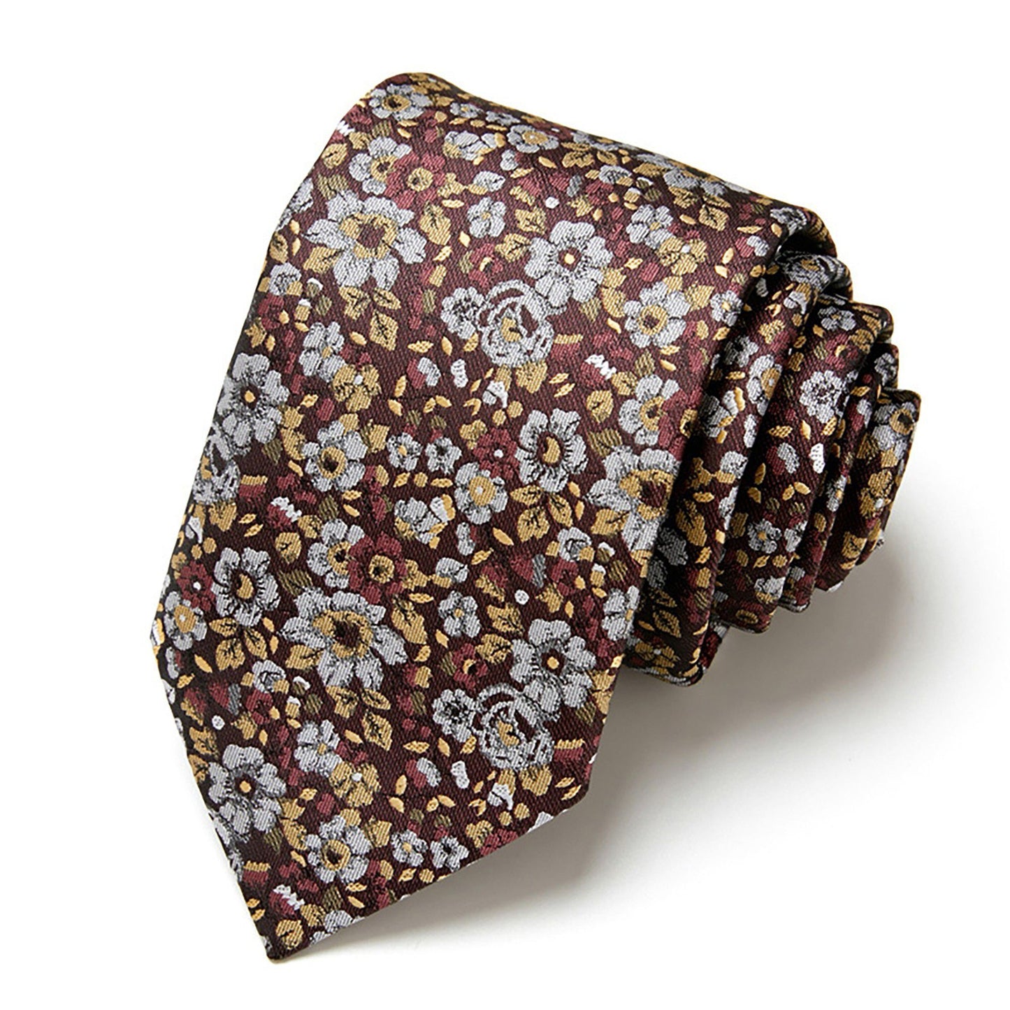 Men's Paisley Tie Gift Set with Matching Pocket Square Cufflinks and Silver Tie Clip