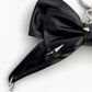 Faux Leather Bow Keychain with Safety Pin Stud Detail Oversized Bow Bag Charm Key Ring Accessory
