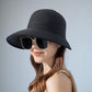 Roll Up Wide Brim Visor Sun Hat with Ponytail Hole and UV Protection Lightweight Packable Foldable Summer Cap