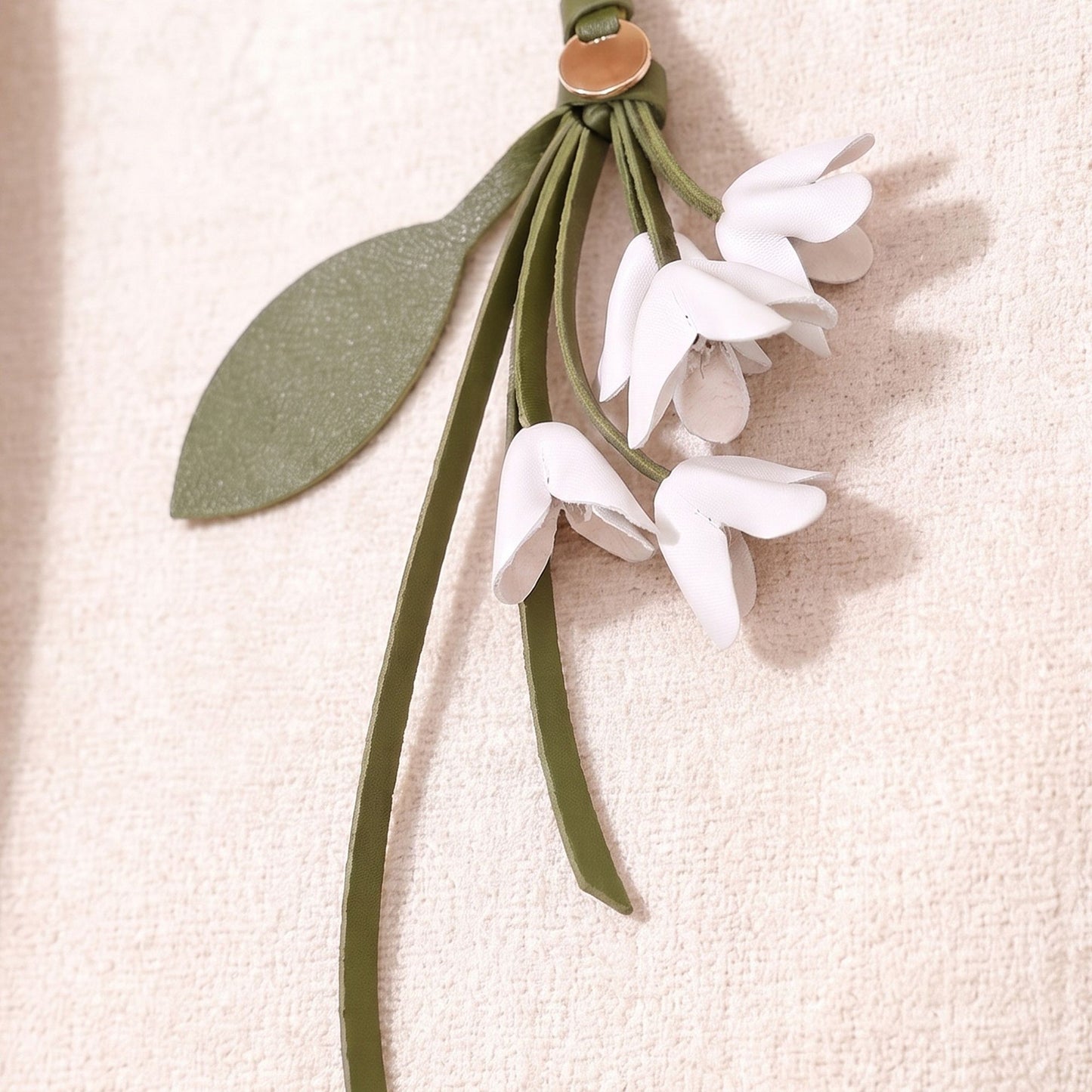 Flower Bag Charm with Leaf Detail and Loop Attachment