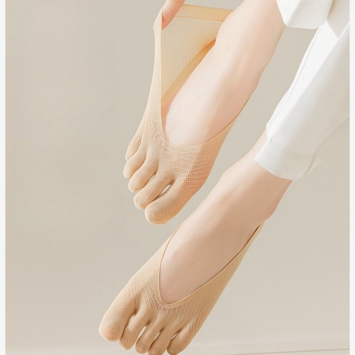 Mesh Toe Socks with Non-Slip Silicone Heel Grip Ultra Low Cut Breathable No Show Sock 3-Pack