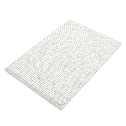 Chenille Bath Mat with Plush Pebble Texture and Non Slip Backing