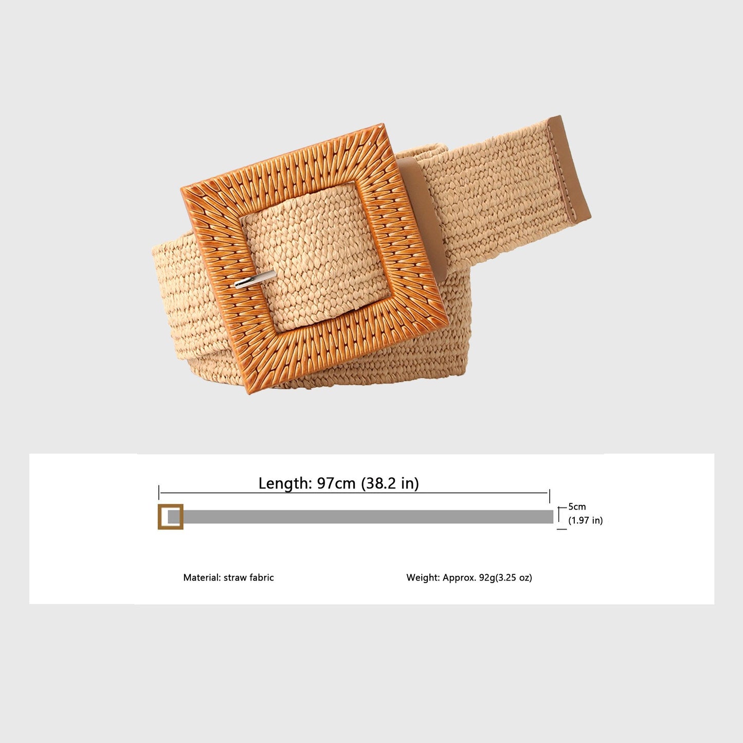Stylish Straw Belt with Woven Buckle