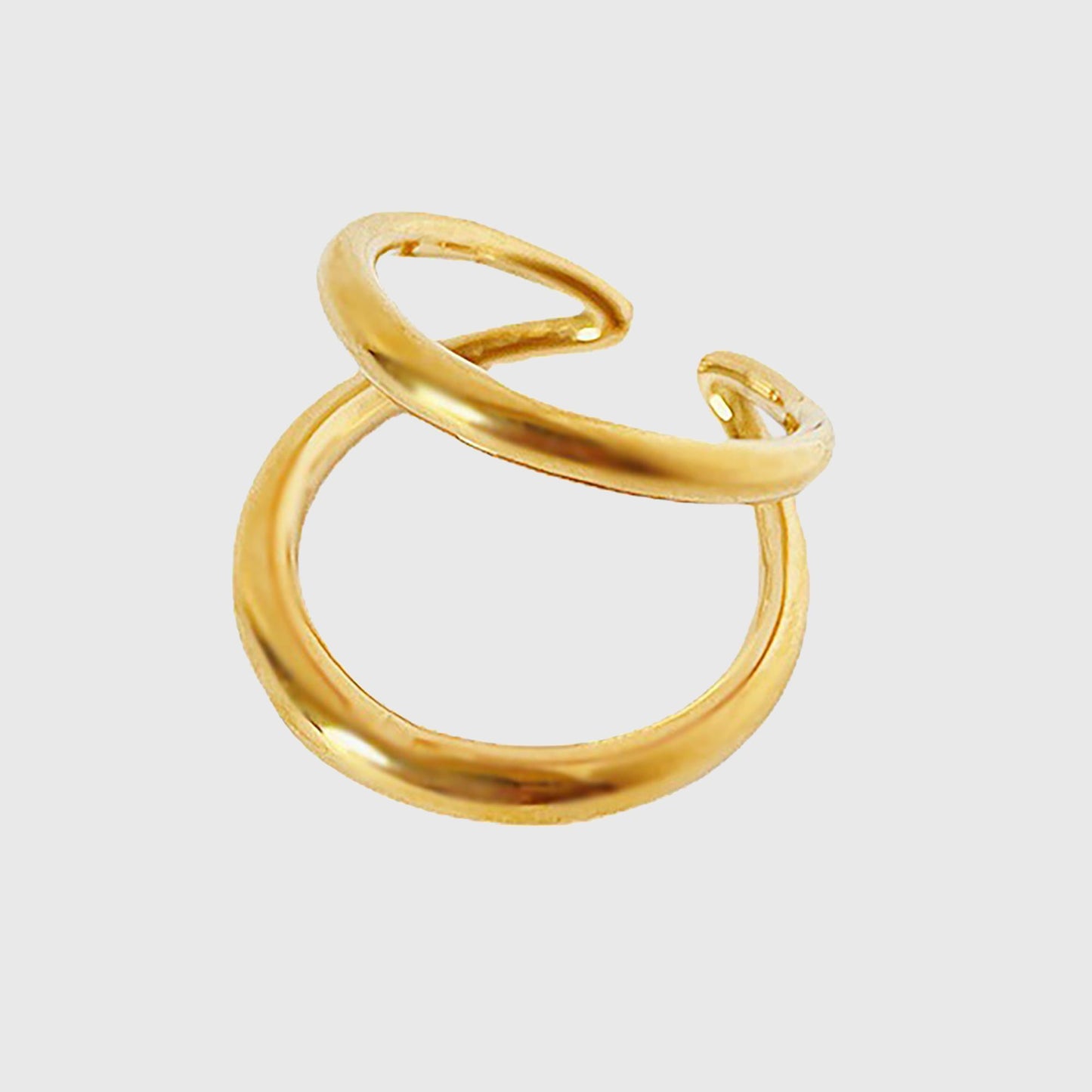 Women's Titanium Steel Double Loop Ring - Durable Hypoallergenic Statement Ring for Daily Wear
