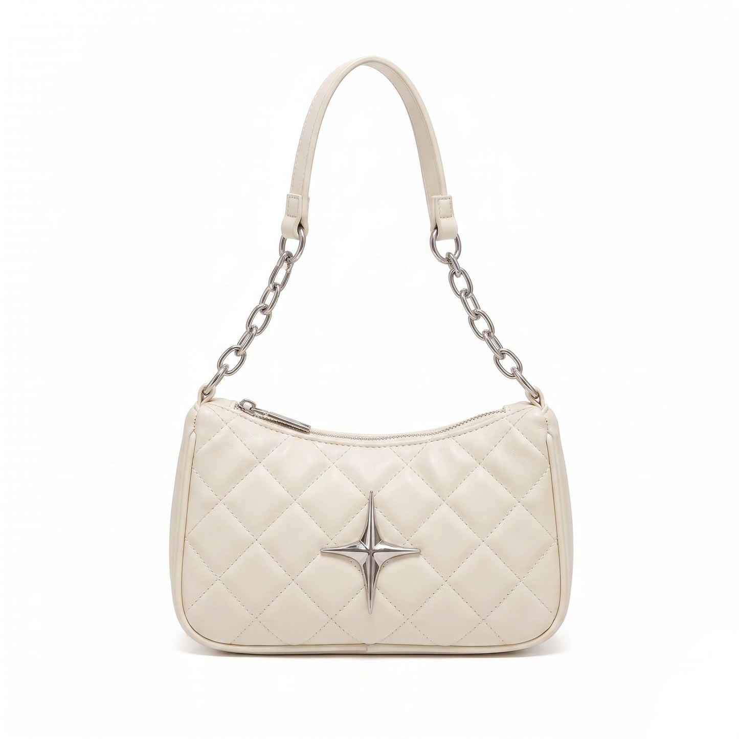 Quilted Shoulder Bag with Chain Strap and Star Accent