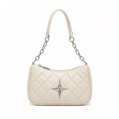 Quilted Shoulder Bag with Chain Strap and Star Accent