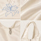 Satin Hobo Shoulder Bag with Embroidered Lily Detail