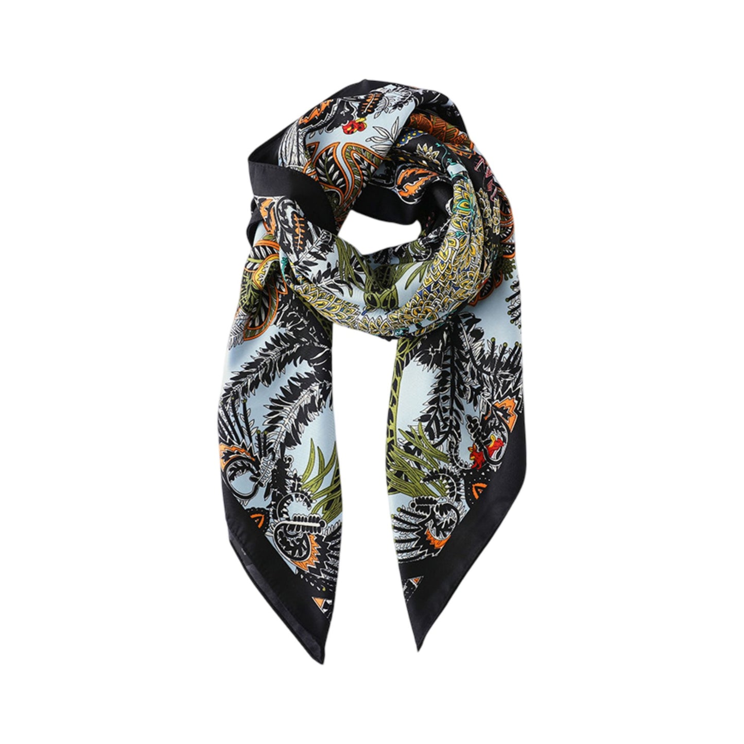 Botanical Print Satin Feel Square Scarf Elegant Lightweight Fashion Neck Hair Scarf 35.5¡Á35.5 Inches