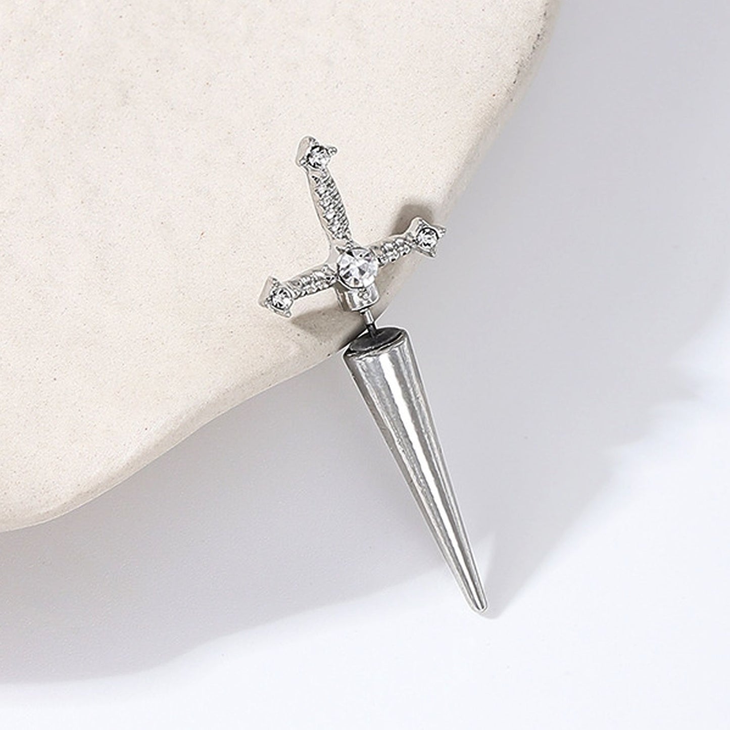 Women's Swords Drop Earrings with Crystals