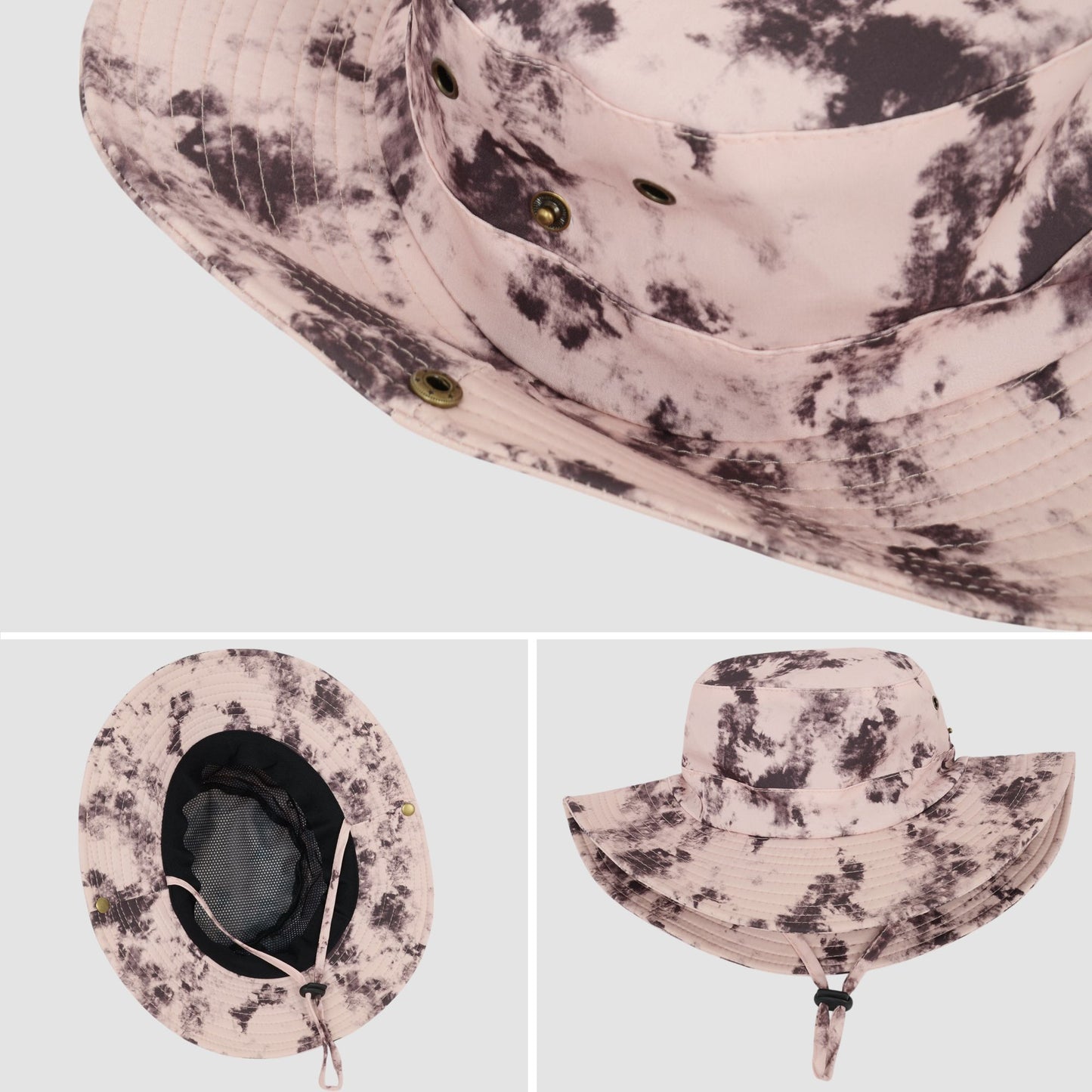 Wide Brim Outdoor Sun Hat with Adjustable Chin Strap for Hiking Camping Travel Beach