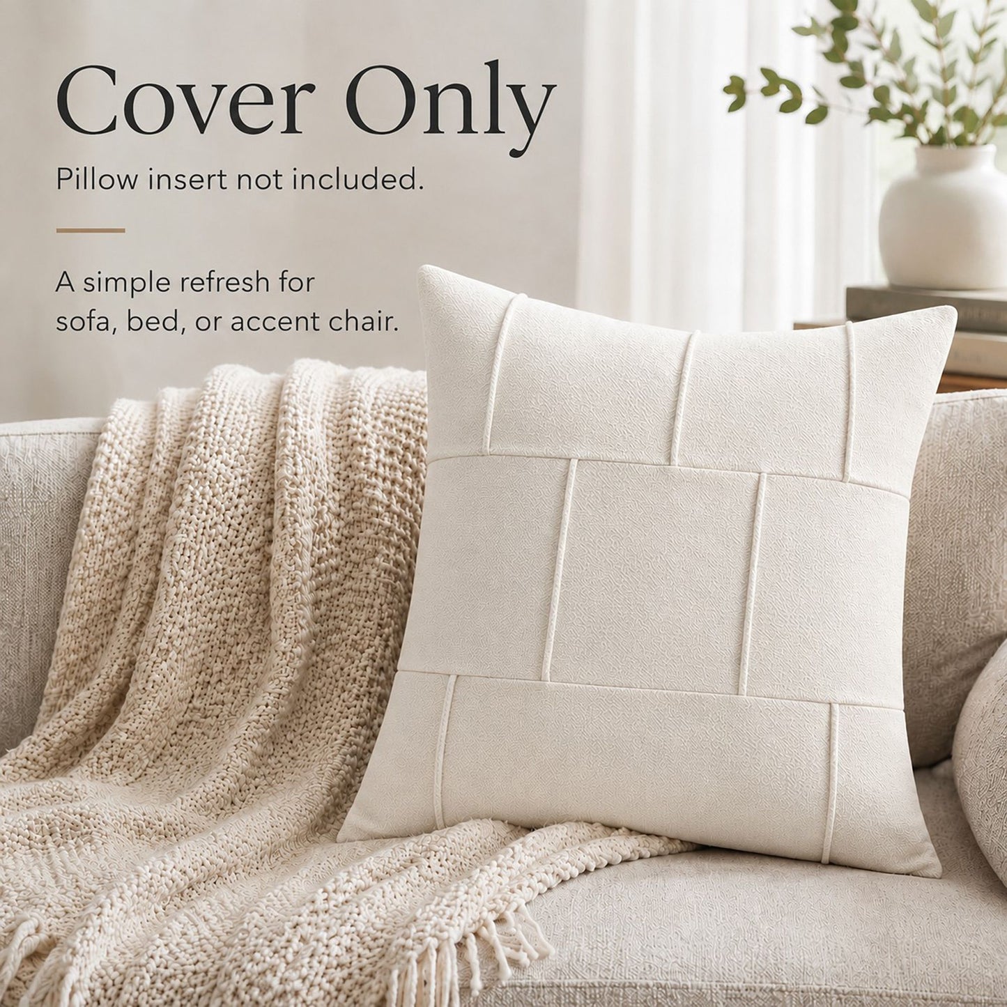 Textured Decorative Throw Pillow Cover Soft Accent Cushion Cover for Sofa Bed