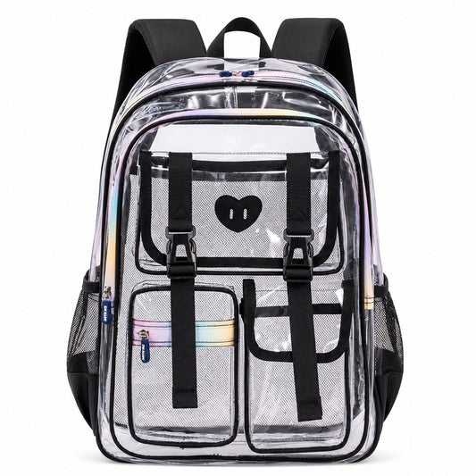 Clear Backpack with Multiple Pockets and Padded Straps