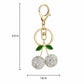 Rhinestone Cherry Bag Charm Keychain with Gold-Tone Lobster Clasp