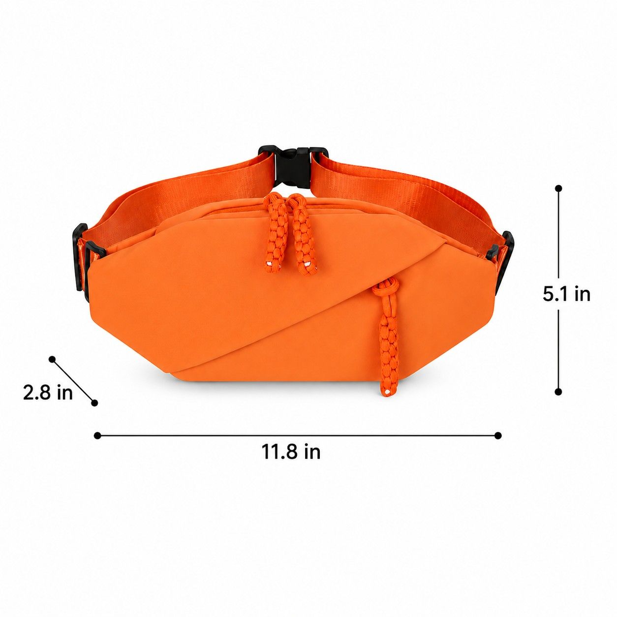 Crossbody Sling Waist Bag with Adjustable Strap Zip Closure and Braided Pulls