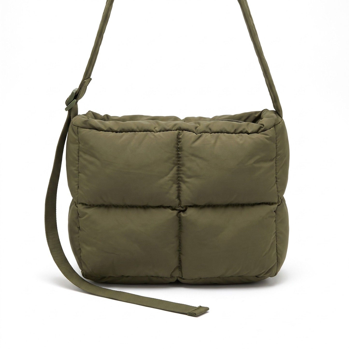 Grid Quilt Padded Rectangular Crossbody Bag with Adjustable Slim Shoulder Strap 9.8x7.9x3.5
