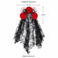 Halloween Floral Skull Headband with Spiderweb Lace Veil