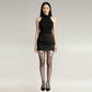 2pcs Women's Sheer Tights with Bold Floral Thigh Print Design