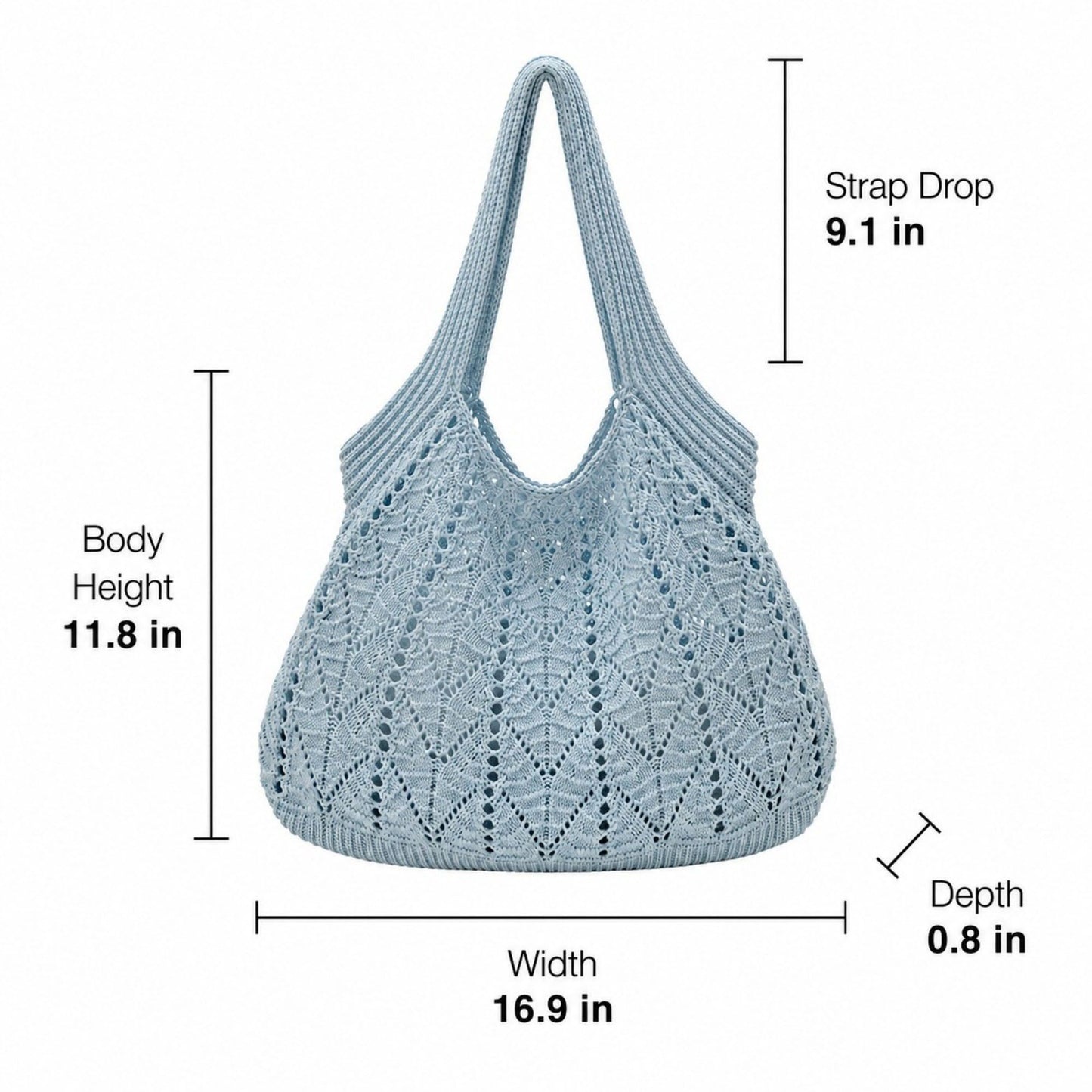 Crochet Tote Bag Lightweight Shoulder Bag with Openwork Knit Texture