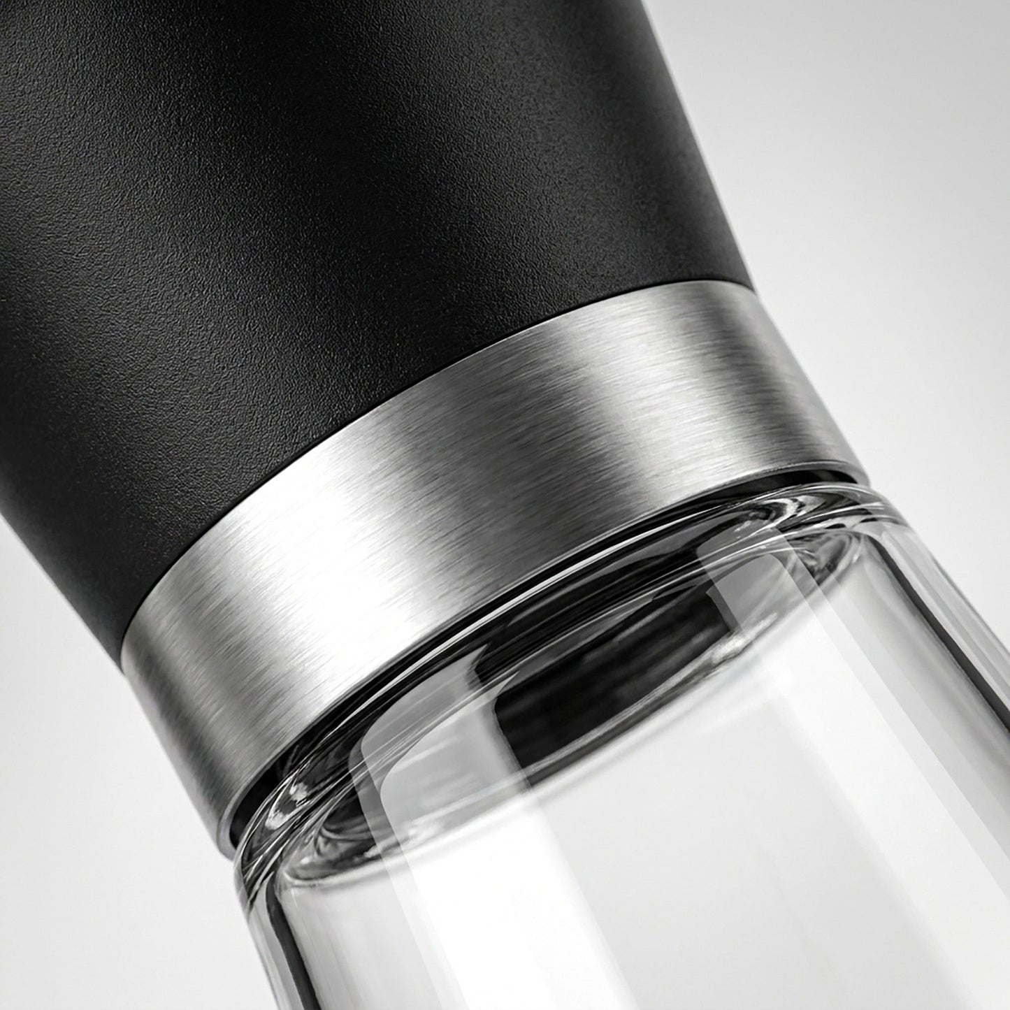2-Piece Glass Salt and Pepper Grinder Set with Stainless Steel Accent