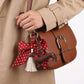 Dachshund Bag Charm with Polka Dot Bow Tassel and Key Ring