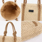 Woven Straw Beach Tote Bag Large Capacity Summer Shoulder Carryall with Contrast Straps