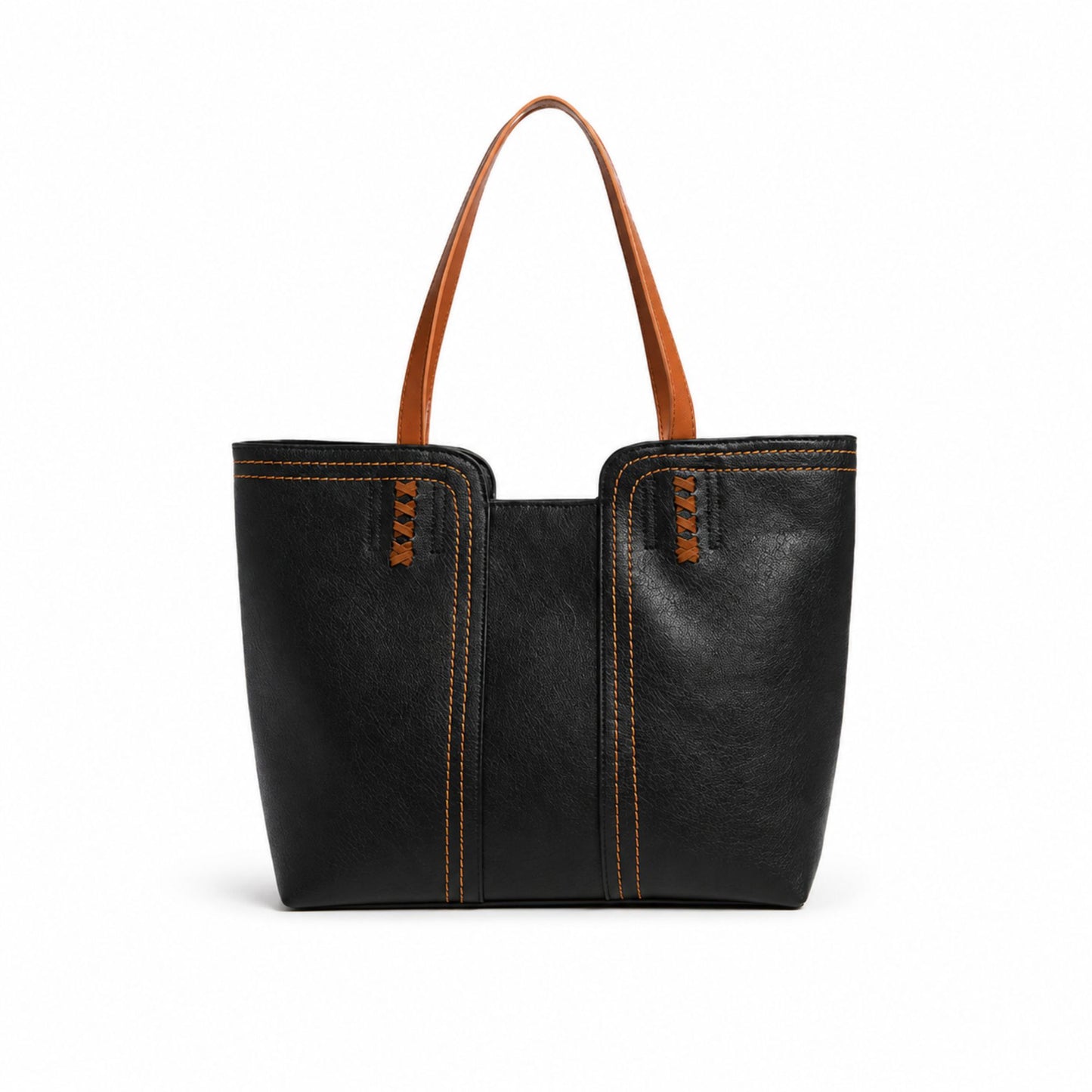 Faux Leather Tote Bag Shoulder Handbag with Zipper Closure for Work