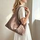 Polka Dot Corduroy Hobo Shoulder Bag with Wide Strap and Interior Pockets