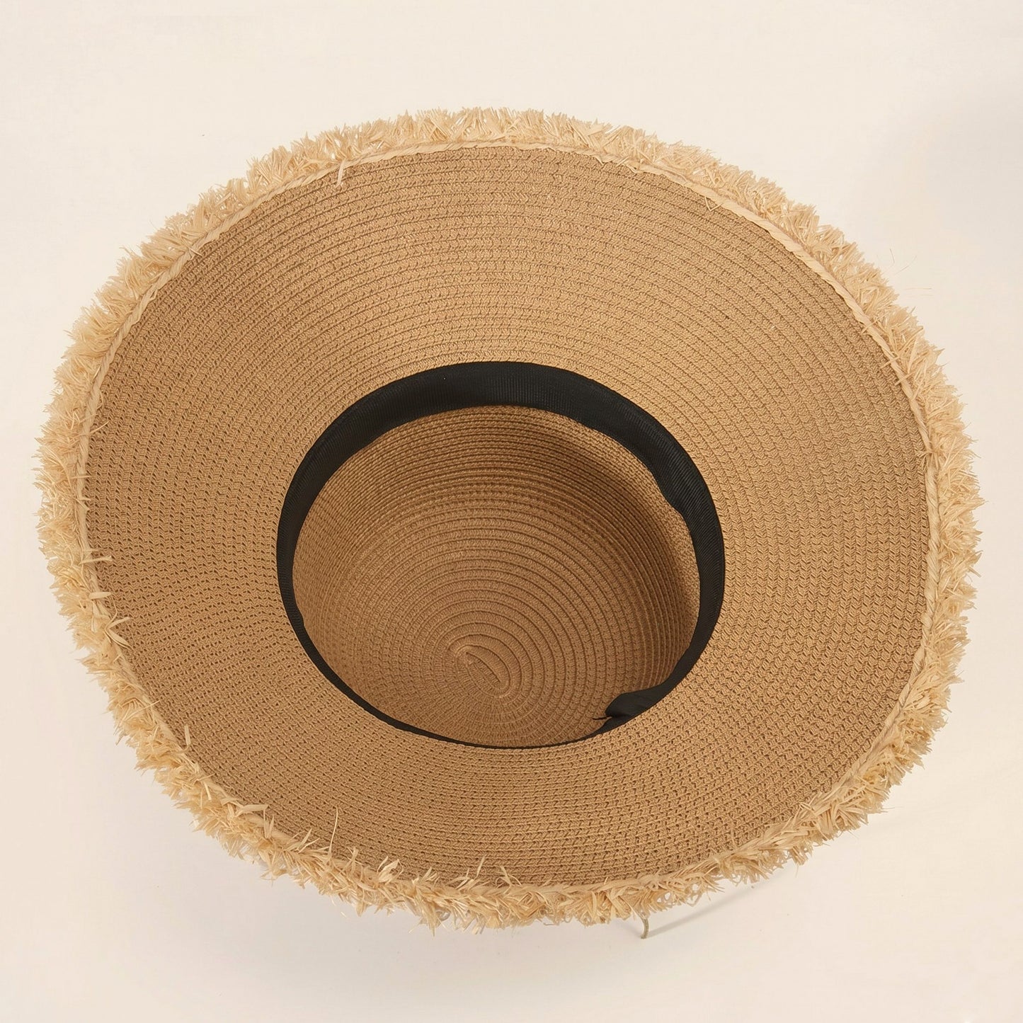 Straw Sun Hat Wide Brim Beaded Trim Summer Beach Vacation Hat Lightweight