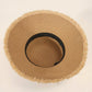 Straw Sun Hat Wide Brim Beaded Trim Summer Beach Vacation Hat Lightweight