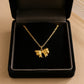 Bow Pendant Necklace with Sculpted Ribbon Charm Minimalist Chain Jewelry